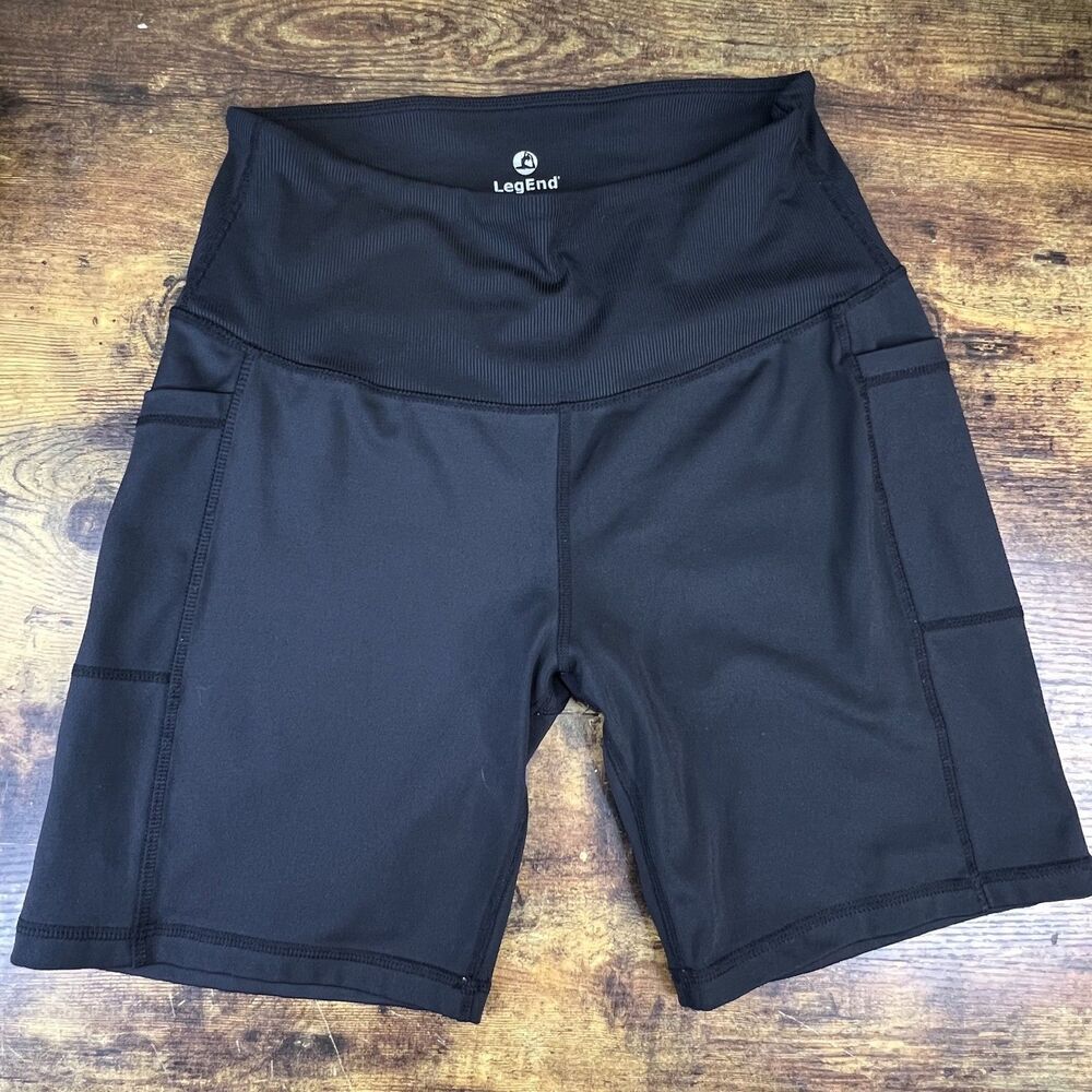 LegEnd Yoga Shorts Size L Black Stretch Activewear